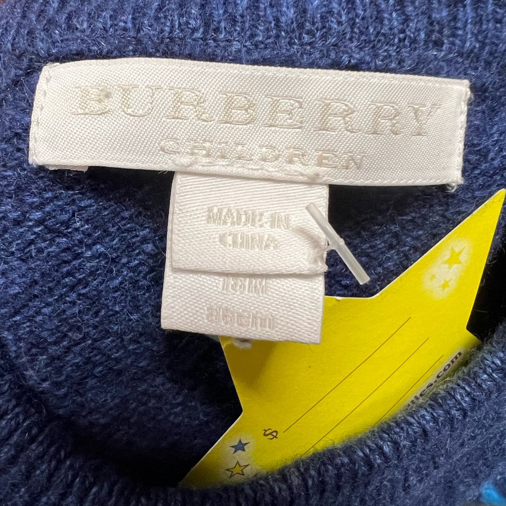 AUTHENTIC BURBERRY 100% CASHMERE SWEATER - Size 18m - Picture 3 of 4
